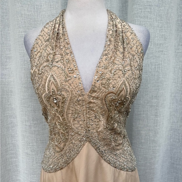 Stephen Yearick soft pink halter maxi beaded top dress - Picture 4 of 15